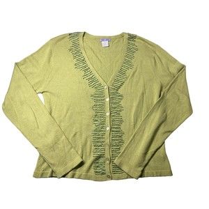 Zsa Zsa‎ Green sweater cardigan with bling Y2K large